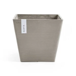 Ecopots Rotterdam Modern Square Recycled-Based Composite Planter, Taupe, 8” - Picture 1 of 7