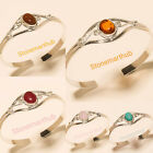 Wholesale Lot Silver Plated Bracelets 5pcs Cuff 5 Gemstone Mix Jewelry A30