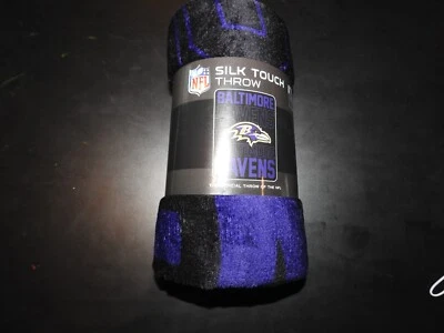NFL Baltimore Ravens Manta Tacto Seda Negra Nueva 45" x 60" Foto 1 de 3
