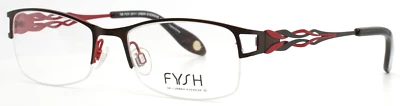 FYSH F-3520 352 Brown Red Womens Rectangle Eyeglasses 52-18-135 B:32 'AS-IS' - Image 1 of 4
