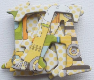 Bo Bunny - ON the GO TRAiN - Boy Chipboard Alphabet Letters Die Cuts 1.5"  - Imagen 1 de 2