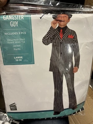 Kids' Large Mafia Mob Gangsta Guy 10-14 Suit Costume - Image 1 of 2