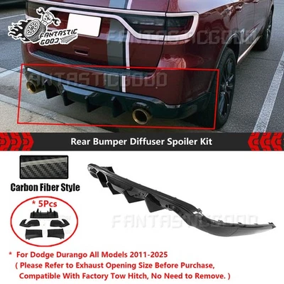 For Dodge Durango R/T SRT 2011-25 Carbon Fiber V2 Shark Fin Rear Bumper Diffuser - Image 1 of 4