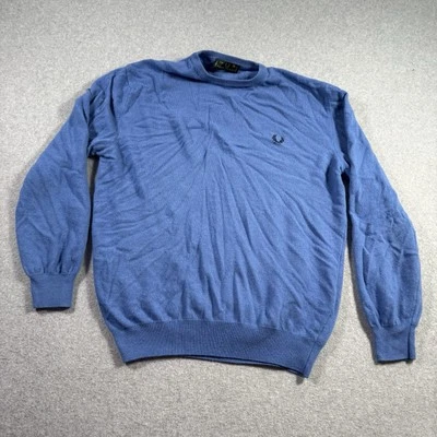 Fred Perry Sweater Men’s XL Blue Long Sleeve Knit Wool Pullover Stretch Preppy - Image 1 of 4