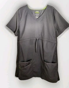 Landau ProFlex Women's Large Modern Stretch Scrubs Gray Top Pockets Drawstring - Picture 1 of 8
