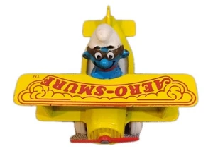 Puffo 1982 Aero Puffo Giallo Aereo Giocattolo Made In USA The ERTL Overville Iowa - Foto 1 di 2