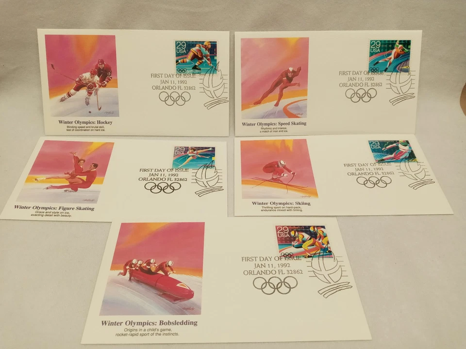 US First Day Issue Covers - Lot of 5 Covers 1992 WINTER OLYMPIC 2611-15 (FDC224) - Image 1 of 1