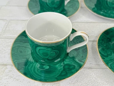 Juego de 4 tazas y platillos de café Neiman Marcus Malaquita Demitasse Foto 1 de 4