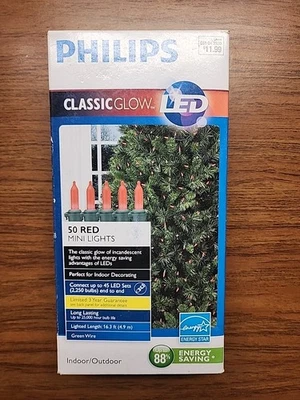 50ct Classic Glow LEDs Durable Red Mini String Lights 16.3 FT 051043320 - Image 1 of 4