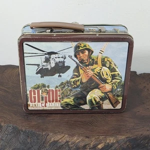 VINTAGE 2000 GI JOE ACTION MARINE HASBRO ALUMINUM METAL LUNCH BOX HELICOPTER - Picture 1 of 16