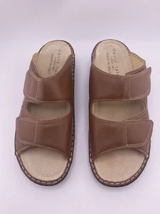 David Tate Women's Comfort Flat Leather Sandals - 9.5M US Saddle Tan - Nappa - Picture 1 of 5