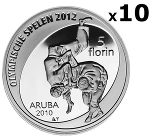 ARUBA 5 Florin 2010 Silver 3.54 oz.'Olympics Games London 2012 Judo' (lot of 10) - Picture 1 of 5
