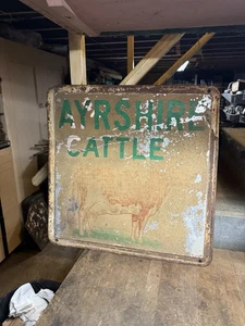 Vintage Old Rare Ayrshire Cattle Cow Bull Livestock Farm Graphic Metal Sign USA - Picture 1 of 11