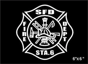 Feuerwehr Aufkleber Malteserkreuz maßgeschneidert personalisieren Feuerwehrmann Vinyl Aufkleber - Bild 1 von 1
