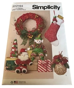 Simplicity Sewing Pattern R12194 Christmas Decorations Wreath Stocking Elf Doll - Picture 1 of 9