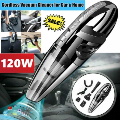120W USB Rechargeable Portable Cordless Car Home Vacuum Cleaner Handheld Wet Dry - Image 1 of 4
