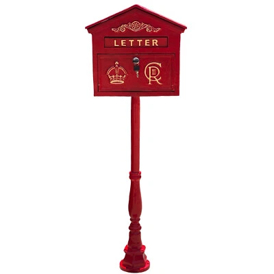 English CR III Post Office Mailbox in Red Cast Iron - Wall Mount or Standing - Image 1 of 3