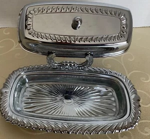 Vintage Butter Dish With Lid & Glass Insert Built With Lid Holder Good condition - Picture 1 of 17