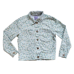 Eva Castillo Floral Denim Jean Jacket Girls 8 Button Front Long Sleeve Kids - Picture 1 of 11