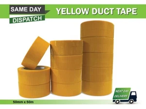 Heavy Duty Yellow Duct Tape 50mm x 50m Duct Gaffer Waterproof Cloth Duck Gaffa - Picture 1 of 2