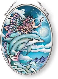 Amia Wish Upon a Dolphin Star, pequeño atrapasol de vidrio ovalado, - Imagen 1 de 1