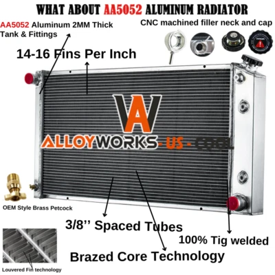 Aluminum 4 Rows Radiator For 1977-1992 1991 Cadillac Brougham DeVille Fleetwood Foto 1 de 4