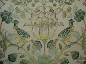 Tela antigua Jacquard pájaro Morris ideal para tiros de cojines de tapicería de cortina - Imagen 1 de 18