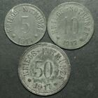 NOTGELD: 5, 10 i 50 fenigów 1917. F 445.1, 2 & 3. MIASTO BAD REICHENHALL / BAYERN