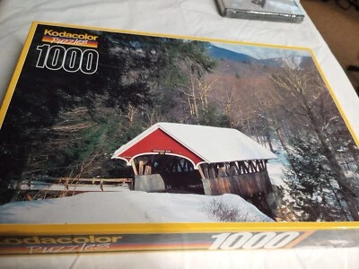 Puente cubierto Kodacolor, NH 1000 piezas 19”x 27” rompecabezas vintage sellado Foto 1 de 3