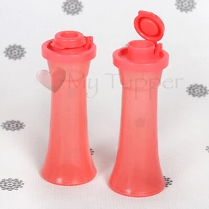 NEW Tupperware Hourglass Salt and Pepper Shakers Guava Pink set of 2 Mini - Picture 1 of 1