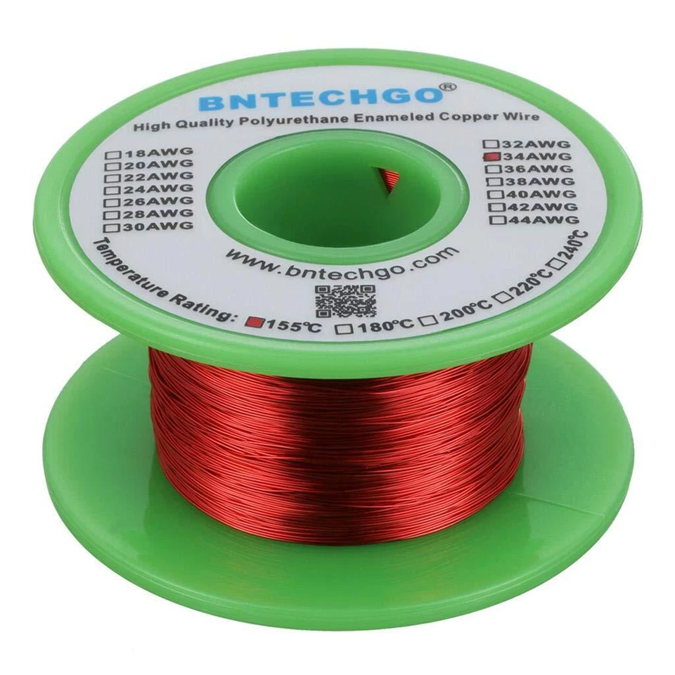 Alambre magnético BNTECHGO 34 AWG - Alambre de cobre esmaltado - Bobinado imán esmaltado... Foto 1 de 1