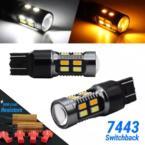 7443 7440 7444 LED Switchback White Amber DRL Turn Signal Light Bulb Resistors - Bild 1 von 9