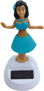 Blue Solar Powered Dancing Hula Girl Dashboard Decorations Swinging Bobbleheads - Picture 1 of 12