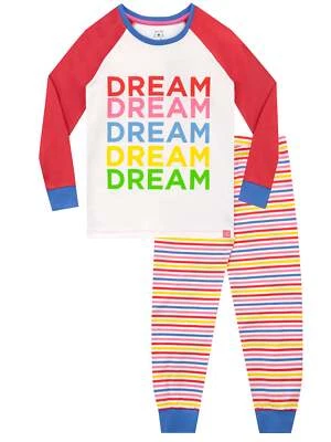 Niñas Pijamas Ropa de salón PJs Pijama Set 5-13 Años PJs Sueño Rayas Rojas Arco Iris Foto 1 de 4