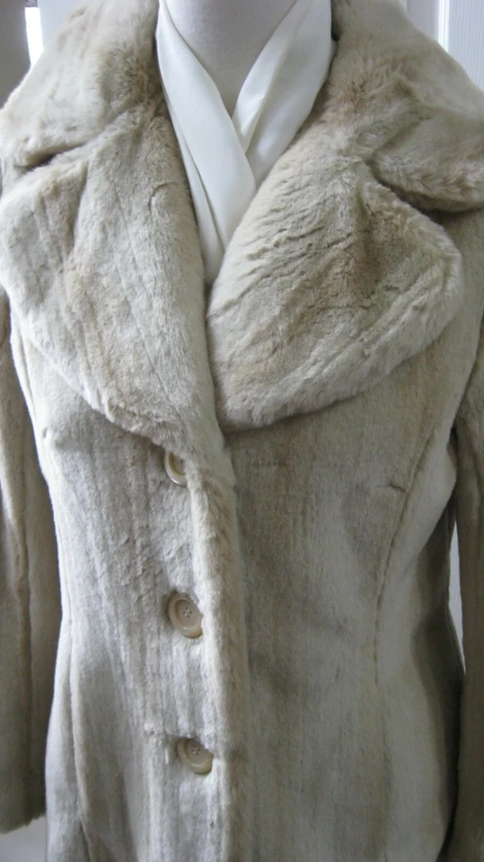 Chaqueta Abrigo Mujer Nine West Suave Imitación Beige/Marfil Piel Suave Talla M Foto 1 de 4