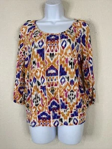 Chico's Damen Größe 0 (S) orange/lila abstrakte Strickbluse 3/4-Arm - Bild 1 von 6