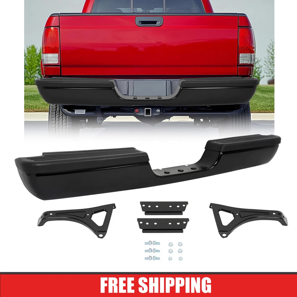 For Dodge RAM 1500 2500 3500 Pickup 94-02 Steel Rear Step Bumper Assembly Black - Image 1 of 4