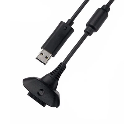 USB Charger Cable for Microsoft Xbox 360 Wireless Gamepad Controller 1.5m Black - Image 1 of 4