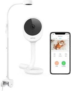 Baby Camera, Camera & Audio, 4-in-1 Crib Mount, Smart App, Sleep Analysis, White - Picture 1 of 6