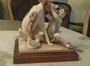 VINTAGE G. ARMANI CHILD AND DOG SCULPTURE FIGURINE MADE IN ITALY - Picture 1 of 6