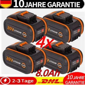 1-4 Stück 8,0Ah 6,0Ah für Worx 20V MAX Akku WA3551.1, WA3572, WA3553, WX390 LED - Picture 1 of 19