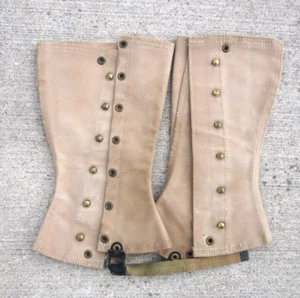 Pair of WW II Navy Leggings Canvas Kaki - DQP, 1939 - 40 - Picture 1 of 2