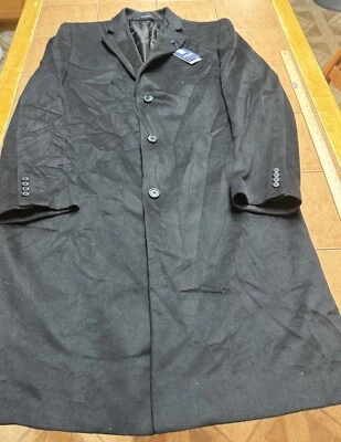 New Stafford Black Wool Blend Long Coat Trench Men's Classic Fit  Size 44L NWT - Image 1 of 4