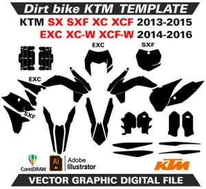 KTM SX SXF EXC XCF XCW 2013-2014-2016 Template Vector Ai CDR EPS PDF M194 - Picture 1 of 3