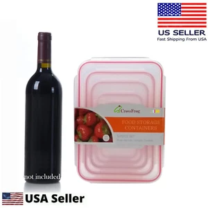 CrossFrog 5pc Plastic Containers Airtight Locking Lids BPA Free Microwave safe - Picture 1 of 10