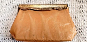 Vtg Town & Country Shoes Metallic Orange & Gold Clasp Clutch Purse Handbag - Picture 1 of 12