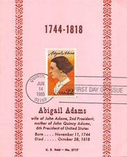 2146 22c Abigail Adams Clarence Reid 4" x 5" fiber base favor card [96833]