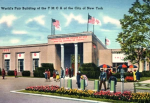 NY Worlds Fair YMCA Building Postcard  - Picture 1 of 3