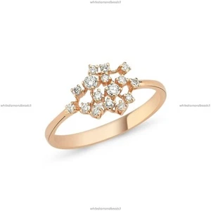 14k Yellow Gold Natural Diamond Scatter Cluster Engagement Ring For Women - Picture 1 of 3