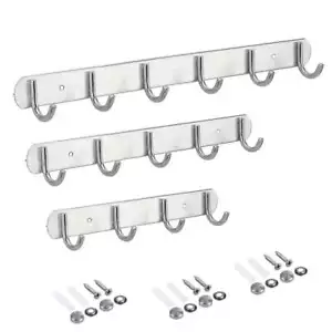 Hooks Wall Mount Key Hat Coat Robe Towel Rack Hanger Holder Clothes Organizer - Picture 1 of 15